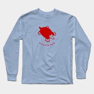 Chonky mole. minimal art of a cute furry potato in red ink Long Sleeve T-Shirt